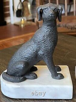 Bookends Labrador Dog 6 Cast Iron marble base Heavy Set 8.5 Lbs Vintage