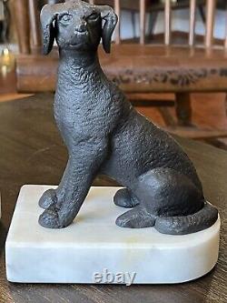 Bookends Labrador Dog 6 Cast Iron marble base Heavy Set 8.5 Lbs Vintage