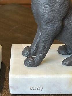 Bookends Labrador Dog 6 Cast Iron marble base Heavy Set 8.5 Lbs Vintage