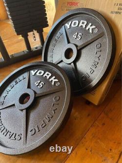 Brand New 300lb Weight Set Cast Iron Olympic Plates with Bar Pick UP