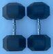 Brand New 60lb Pair Of Rubber Coated Hex Dumbbells Weights For Commercial Gym