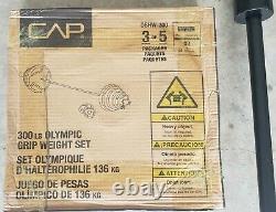 Brand New in Box! CAP 300 lb Olympic Weight Set with 7ft Barbell (2in hole)