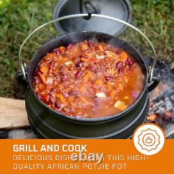Bruntmor 8-Quart Pre-Seasoned Cast Iron Cauldron African Potjie Pot with Lid