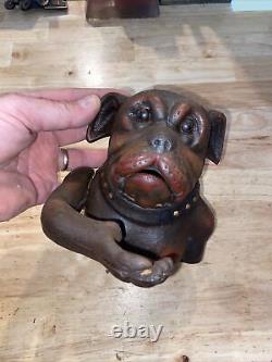 Bulldog Mechanical Piggy Bank Cast Iron Junkyard Dog Harley K9 Collector 5+ LBS