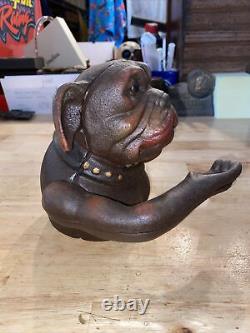 Bulldog Mechanical Piggy Bank Cast Iron Junkyard Dog Harley K9 Collector 5+ LBS