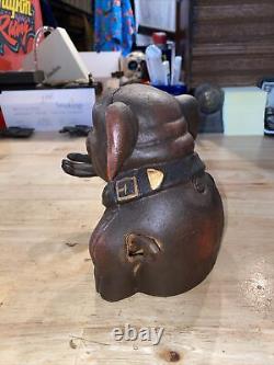 Bulldog Mechanical Piggy Bank Cast Iron Junkyard Dog Harley K9 Collector 5+ LBS