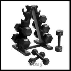 CAP 100 lbs. Cast Iron Dumbbell Set with Tree Rack 20 15 10 5 Pound Weight 100lb