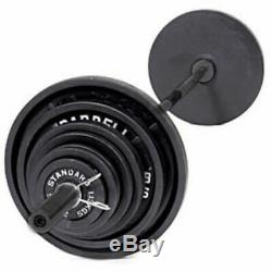 CAP 300 lb Cast Iron Olympic Weight Set 7 ft Bar Grip Plates Lifting Collars Gym