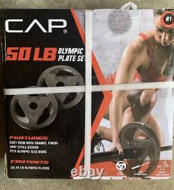 CAP 50 LB Olympic Plate Weight Set (2) 25 lb Olympic Plates FAST SHIPPING