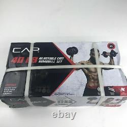 CAP Adjustable 40LB Dumbbell Set Bar & Plates Weight Lifting Home Gym Workout