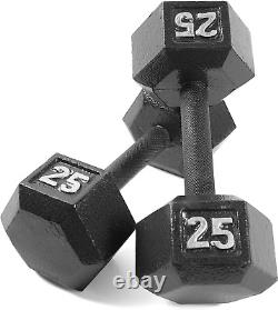 CAP Barbell Black Cast Iron Hex Dumbbell 25 Lbs Pair Black