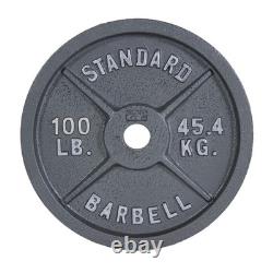 CAP Barbell Olympic Weight Plate 100 lb Solid Cast Iron, Gray Coating