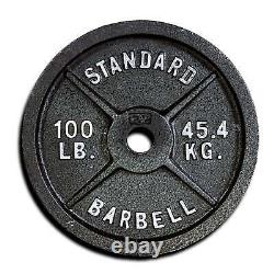 CAP Barbell Single, 100lb Olympic Cast Iron Weight Plate Black