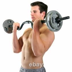 CAP Combo Curl Bar With Lock Collars and 30 lbs of Weight Plates 41.5 lbs Total