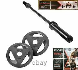 CAP Olympic Weightlifting Barbell + 50 lbs 2 Weight Plates Set 80 lbs Total