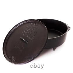 Camp Chef Dutch Oven Black 16 in. Flanged Lid Hanging Strap Seasoned Cast Iron