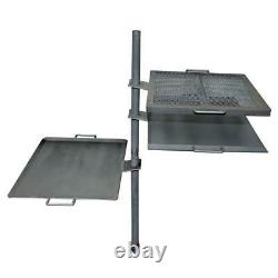 Camp Chef Over Fire Grill Griddle Swivel Charcoal Box 2-Piece Steel Stake 36 lbs