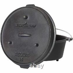 Camp Chef Pre-Seasoned 12-Quart CAST IRON DUTCH OVEN CAMPING COOKING OUTDOOR NEW