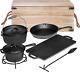 Camping Cooking Set Of 7. Pre Seasoned Cast Iron Pots And Pans Cookware/dutch Ov