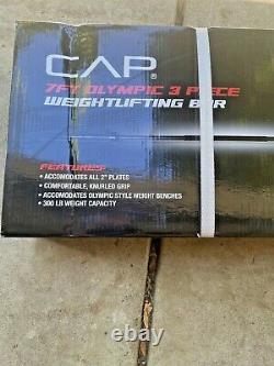 Cap 7' Foot Olympic Weight Lifting Steel Bar Barbell Bar 3 Pcs 300lbs Workout