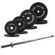 Cast Iron 100 Lb Barbell Weight Set With 5ft Bar Standard Plates For Home Gym