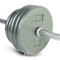 Cast Iron 100lb Weight Set & Chrome Bar Home Gym Exercise Build Strength Muscle
