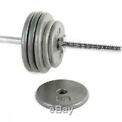 Cast Iron 100lb Weight Set & Chrome Bar Home Gym Exercise Build Strength Muscle