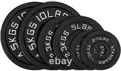 Cast Iron 2-Inch Olympic Plate Weight Set for Strength Training, Home & Gym