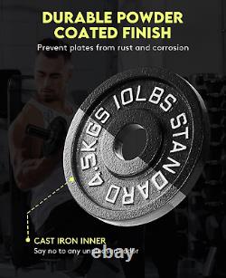 Cast Iron 2-Inch Olympic Plate Weight Set for Strength Training, Home & Gym