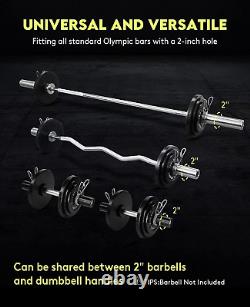 Cast Iron 2-Inch Olympic Plate Weight Set for Strength Training, Home & Gym
