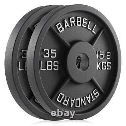 Cast Iron 2 Olympic Weight Plates Barbell Lifting Fitness 2.5 10 20 25 35 lbs
