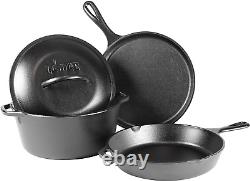 Cast Iron 4-Piece Cookware Set, BLACK