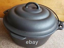 Cast Iron #8 Dutch Oven With Bee Hive Lid Fully Restored
