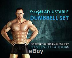 Cast Iron Adjustable Dumbbells Set 105 lbs Hand Weight Cap Gym Plate