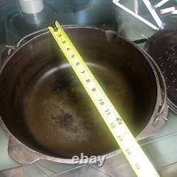 Cast Iron Bean Pot Kettle Handle Peyote Drum OD 12 USA Top 21 Lbs Cooking Camp