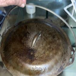 Cast Iron Bean Pot Kettle Handle Peyote Drum OD 12 USA Top 21 Lbs Cooking Camp