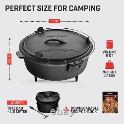 Cast Iron Camping Dutch Oven Cast Iron Pot with Lid, Cast Iron Camping Cookwar