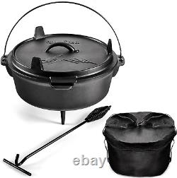 Cast Iron Camping Dutch Oven Cast Iron Pot with Lid, Cast Iron Camping Cookwar