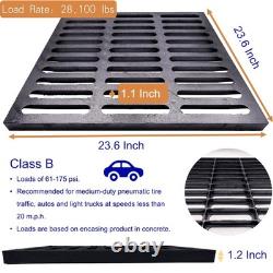 Cast Iron Drain Grate, 24x24 Outdoor Cover, B125 Class Channel, Durable Heavy