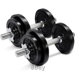 Cast Iron Dumbbell Set Adjustable Weights 60lbs 20lbs 25lbs Handles Home Gym Kit