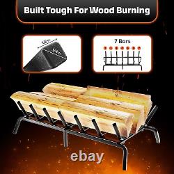 Cast Iron Fireplace Grate 24 Inch, 3/4 Bar Fireplace Log Grate with Extra Leg f