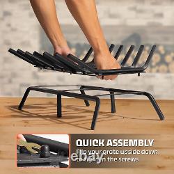 Cast Iron Fireplace Grate 24 Inch, 3/4 Bar Fireplace Log Grate with Extra Leg f