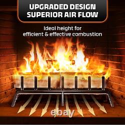 Cast Iron Fireplace Grate 24 Inch, 3/4 Bar Fireplace Log Grate with Extra Leg f