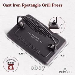 Cast Iron Griddle / Grill + Burger Press + Pan Scrapers Reversible Pre-Seasone