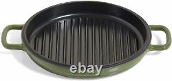 Cast Iron Hot Grill Toxin-Free, 10.5 Round, Enameled Cast Iron Grill Pan In