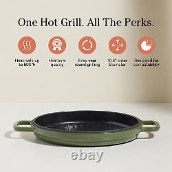 Cast Iron Hot Grill Toxin-Free, 10.5 Round, Enameled Cast Iron Grill Pan In
