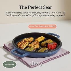 Cast Iron Hot Grill Toxinfree 10.5 Round Enameled Cast Iron Grill Pan Indoo
