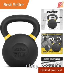 Cast Iron Kettlebell 71 Lbs Powder Coated Non-Slip Handle Home Workout Gear
