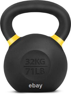 Cast Iron Kettlebell 71 Lbs Powder Coated Non-Slip Handle Home Workout Gear