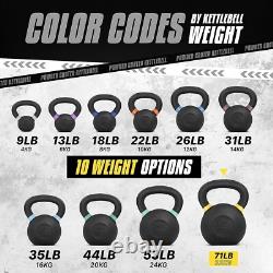 Cast Iron Kettlebell 71 Lbs Powder Coated Non-Slip Handle Home Workout Gear